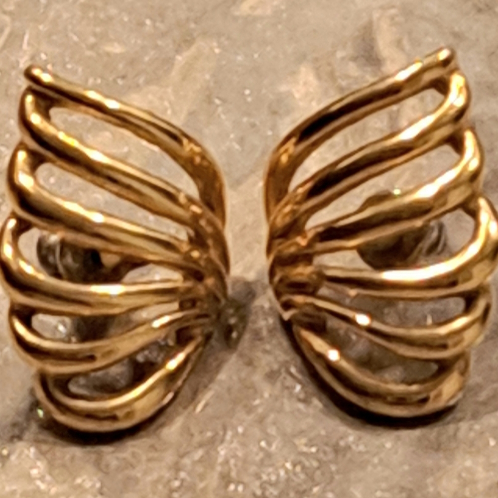 Vintage Monet Gold-Tone Butterfly Wings Earrings.